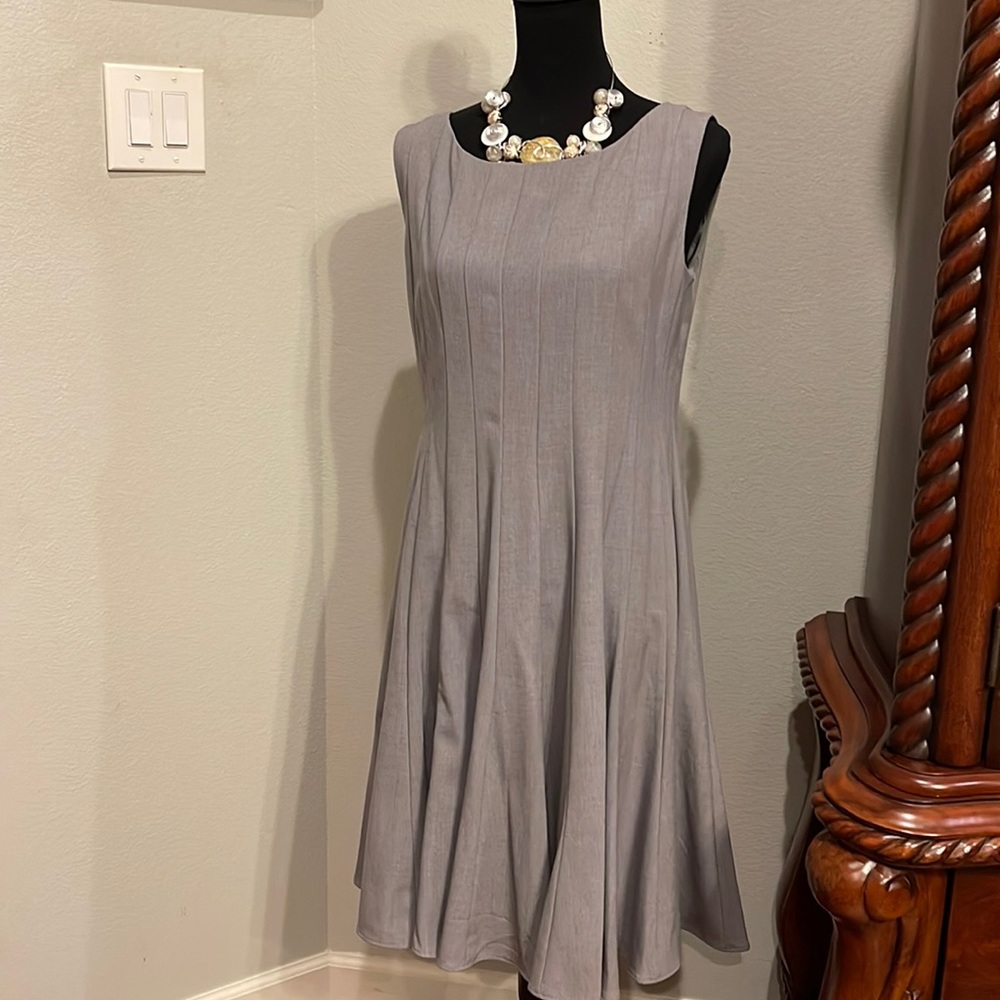 2PC Grey Flare Dress with Jacket